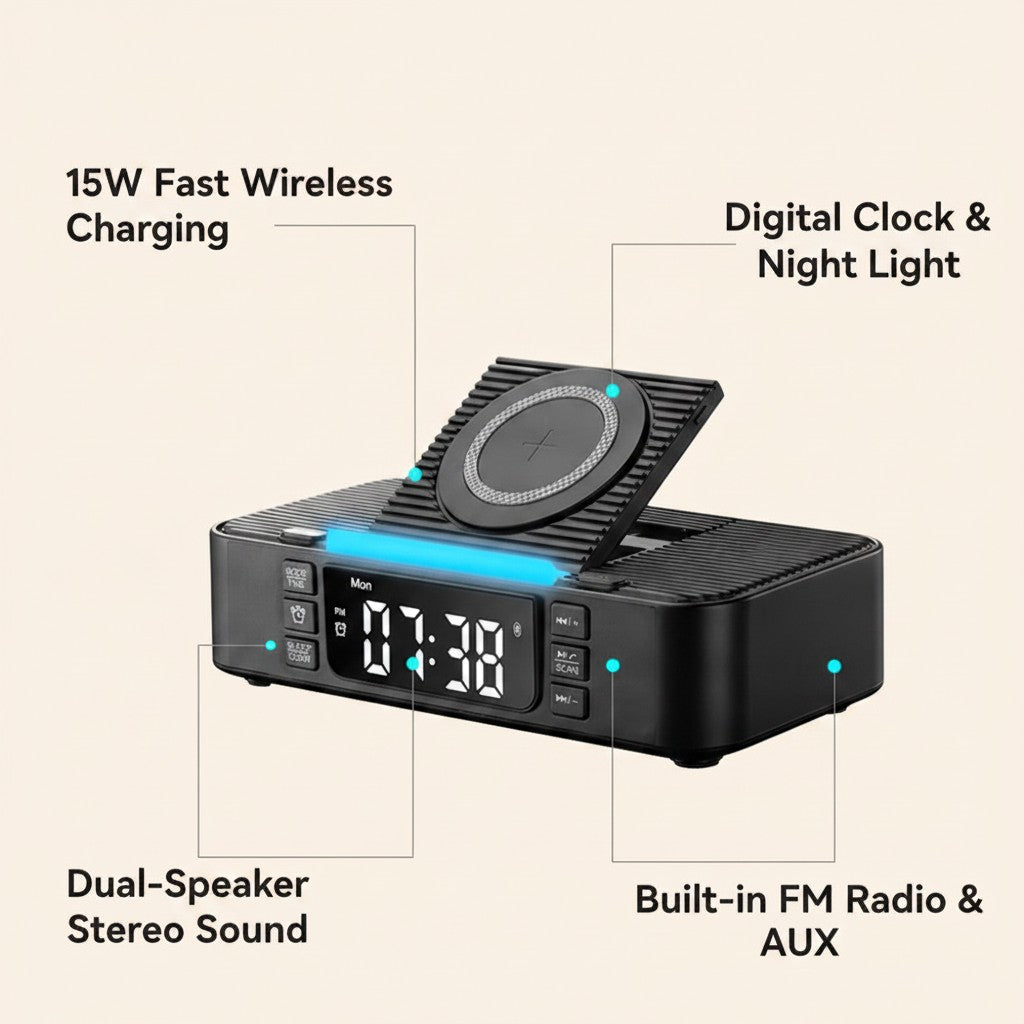 bedside charging station clock key benefits and features