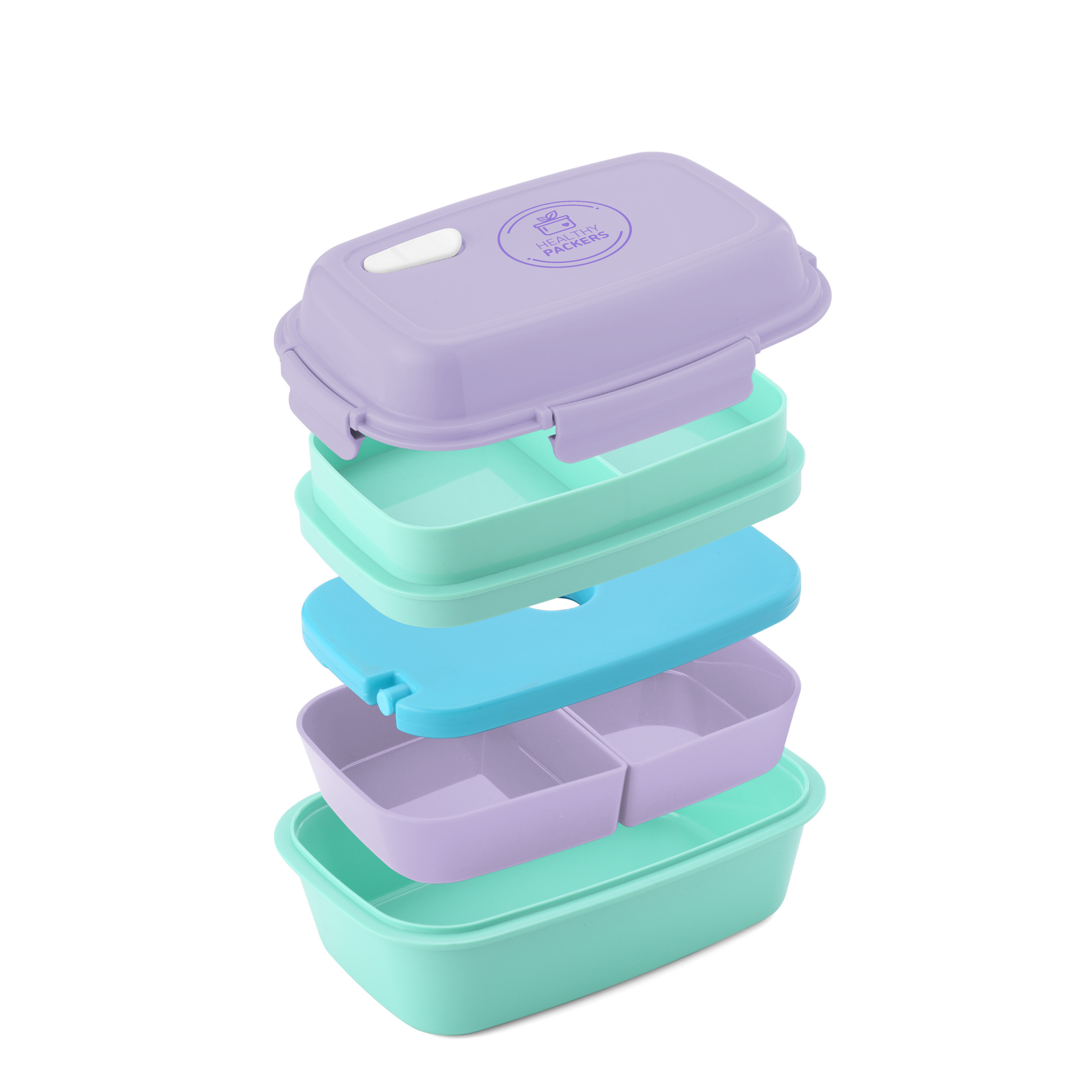 Bento Lunch Box Dark Blue, Light Blue, And Mint Green - Image 4