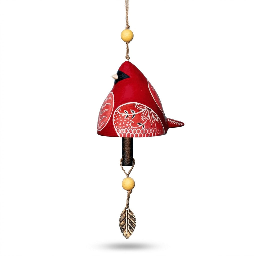 bird bell wind chime product photo on white background