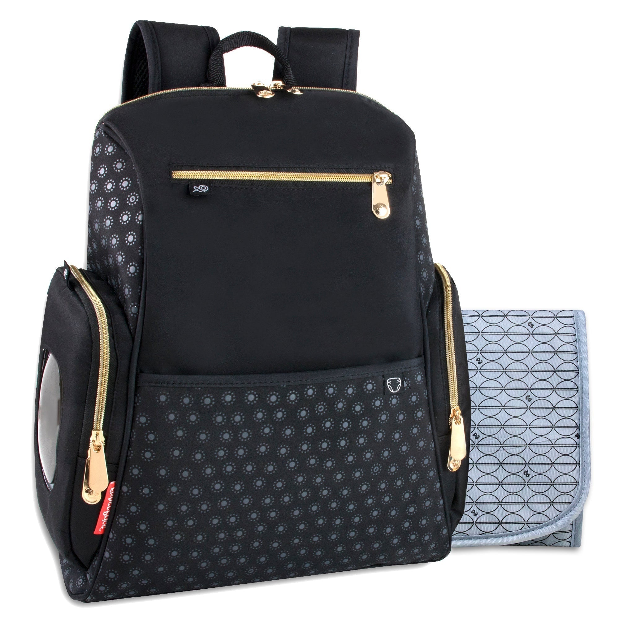 Black Backpack Diaper Bag Baby Essentials Changing Pad - Image 1