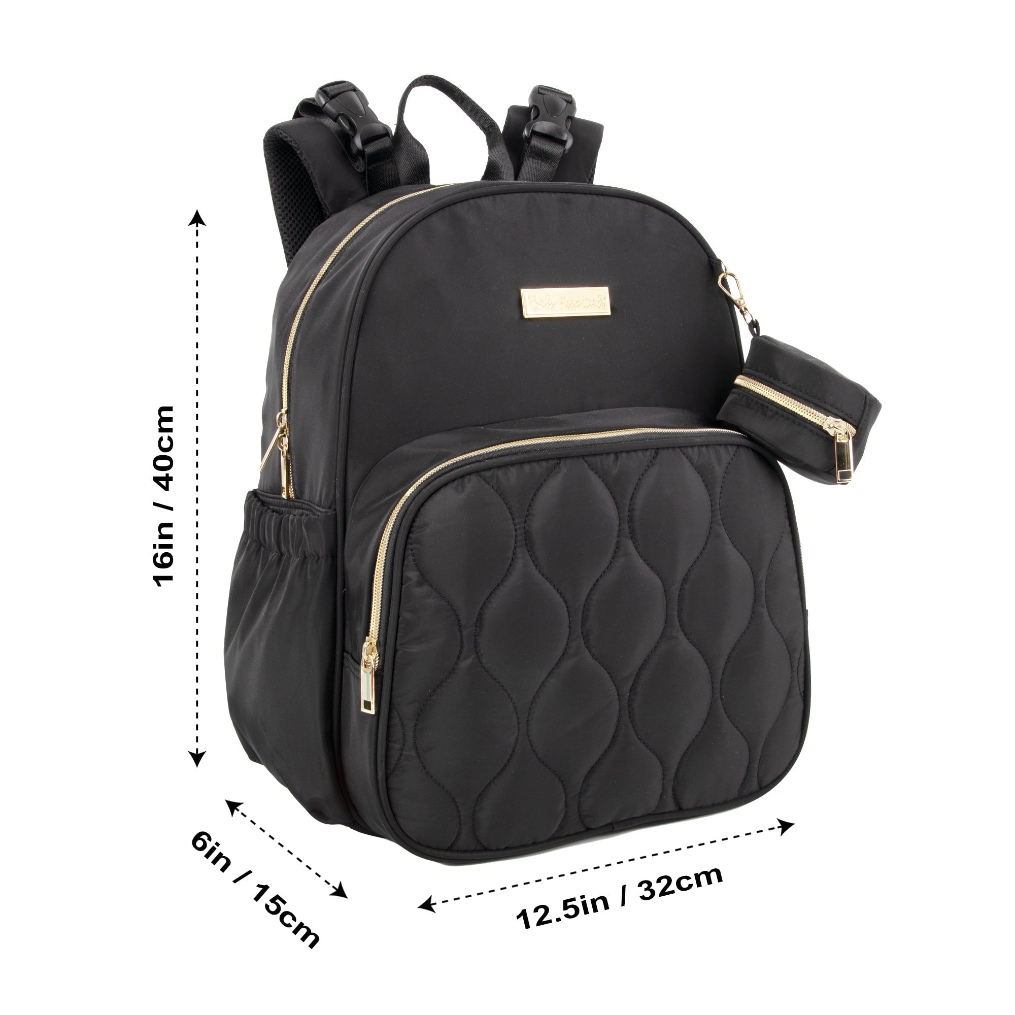 Black Backpack Diaper Bag Baby Essentials Quilted Changing Pad - Image 2