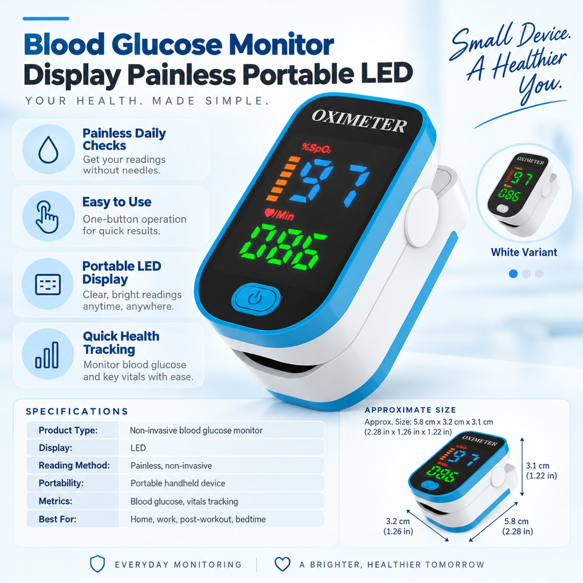Blood Glucose Monitor Display Painless Portable LED - Image 6