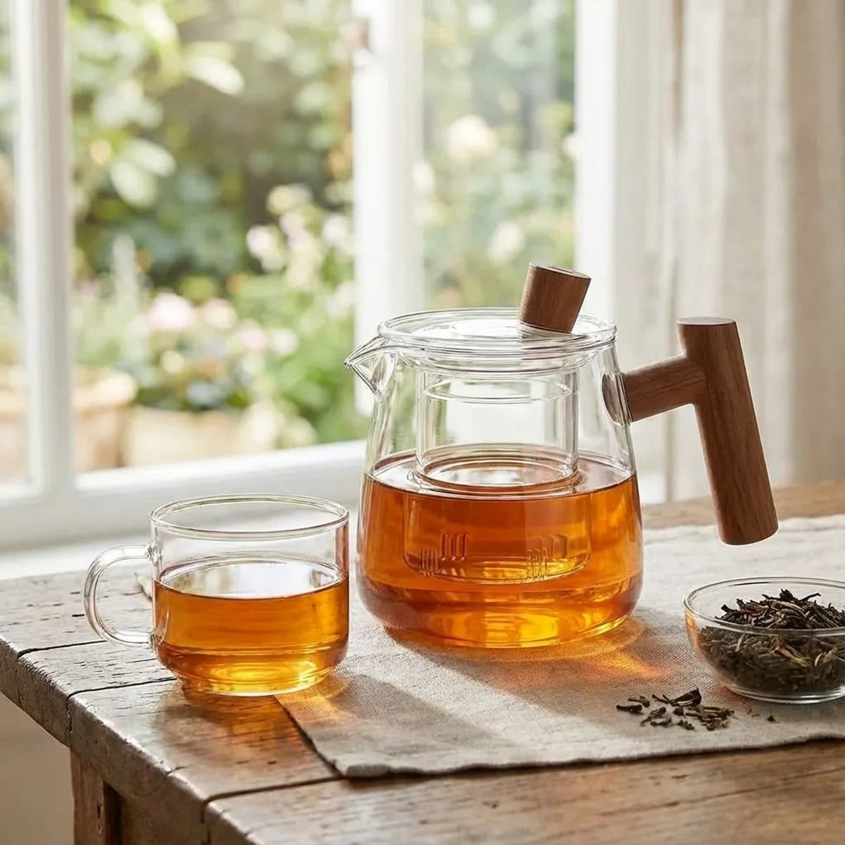 Borosilicate Glass Teapot With Wooden Handle And Detachable Infuser - Image 6