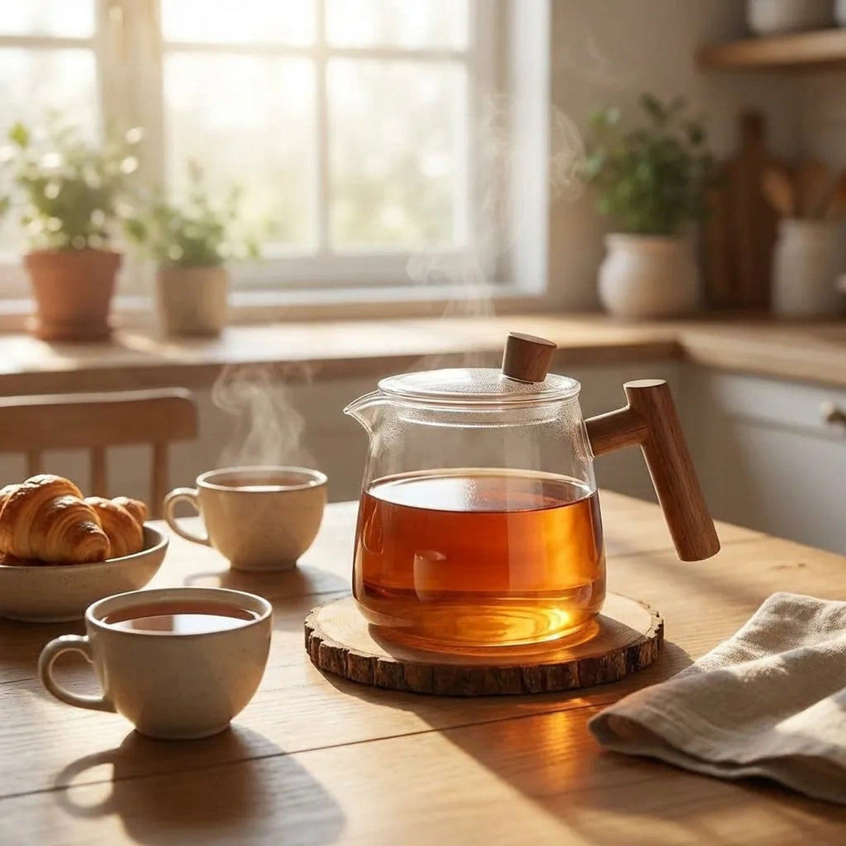 Borosilicate Glass Teapot With Wooden Handle And Detachable Infuser - Image 4