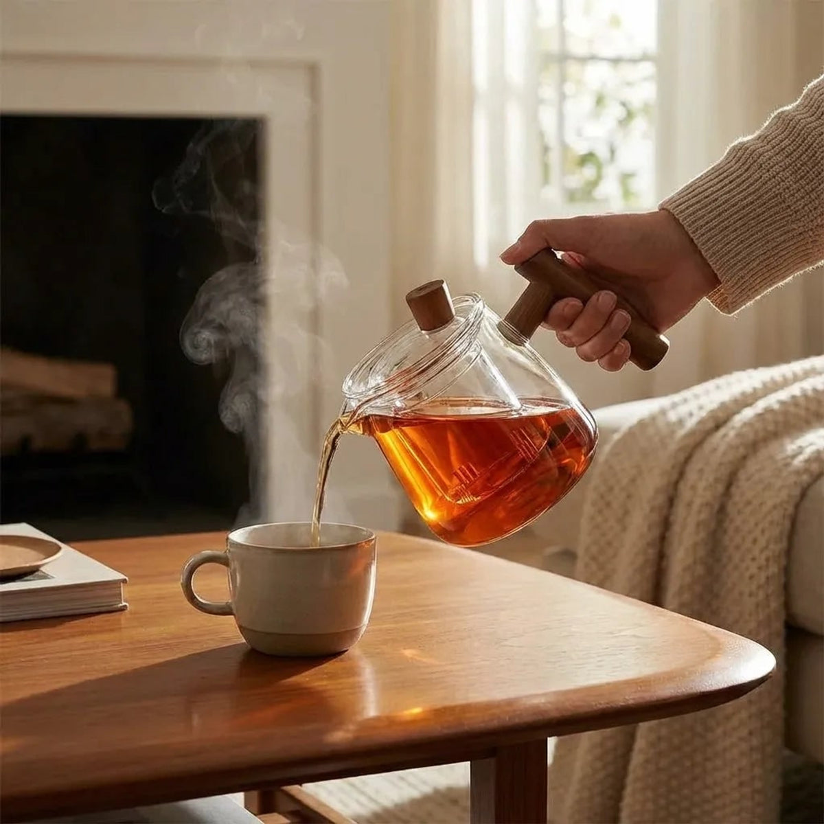Borosilicate Glass Teapot With Wooden Handle And Detachable Infuser - Image 5