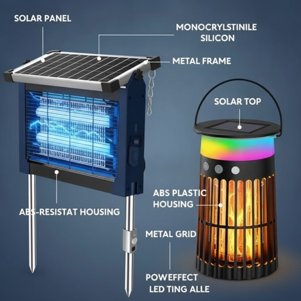 solar bug zapper close-up construction and materials