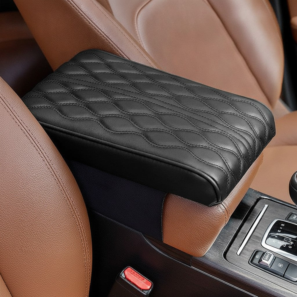 car armrest cushion in use, lifestyle scene