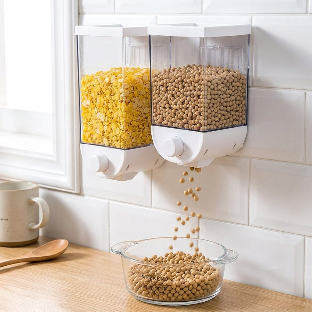 Cereal Dispenser Wall Mounted Clear Dry Food Container - hero