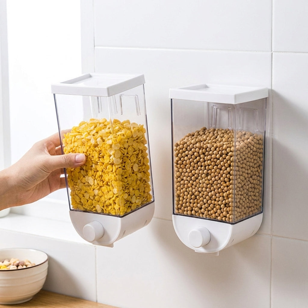 Cereal Dispenser Wall Mounted Clear Dry Food Container - scale