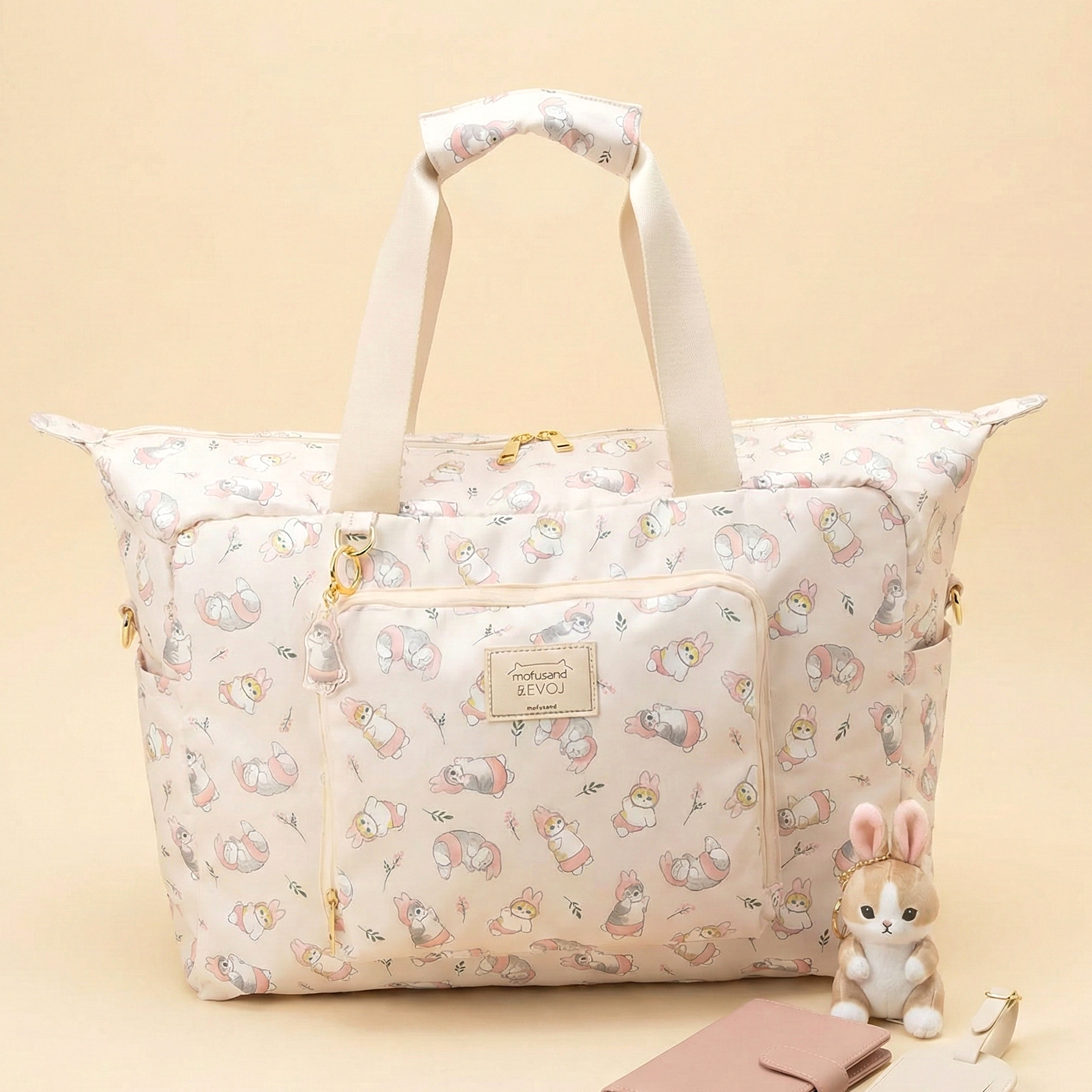 Character Print Travel Tote Bag Carry on with Shoulder Strap - Image 1
