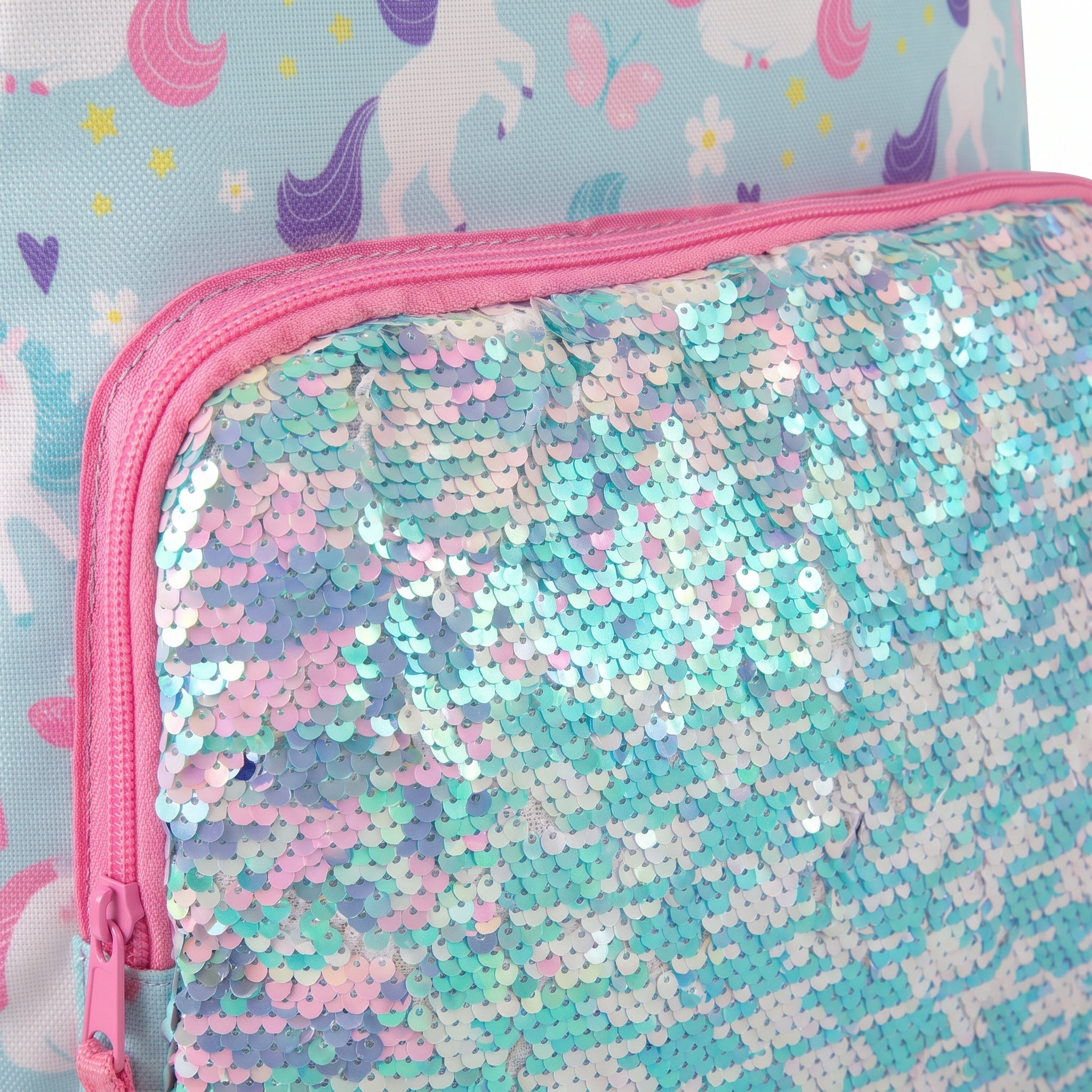 Childrens Backpack Girls Unicorn Sequin 6-Piece Set - detail