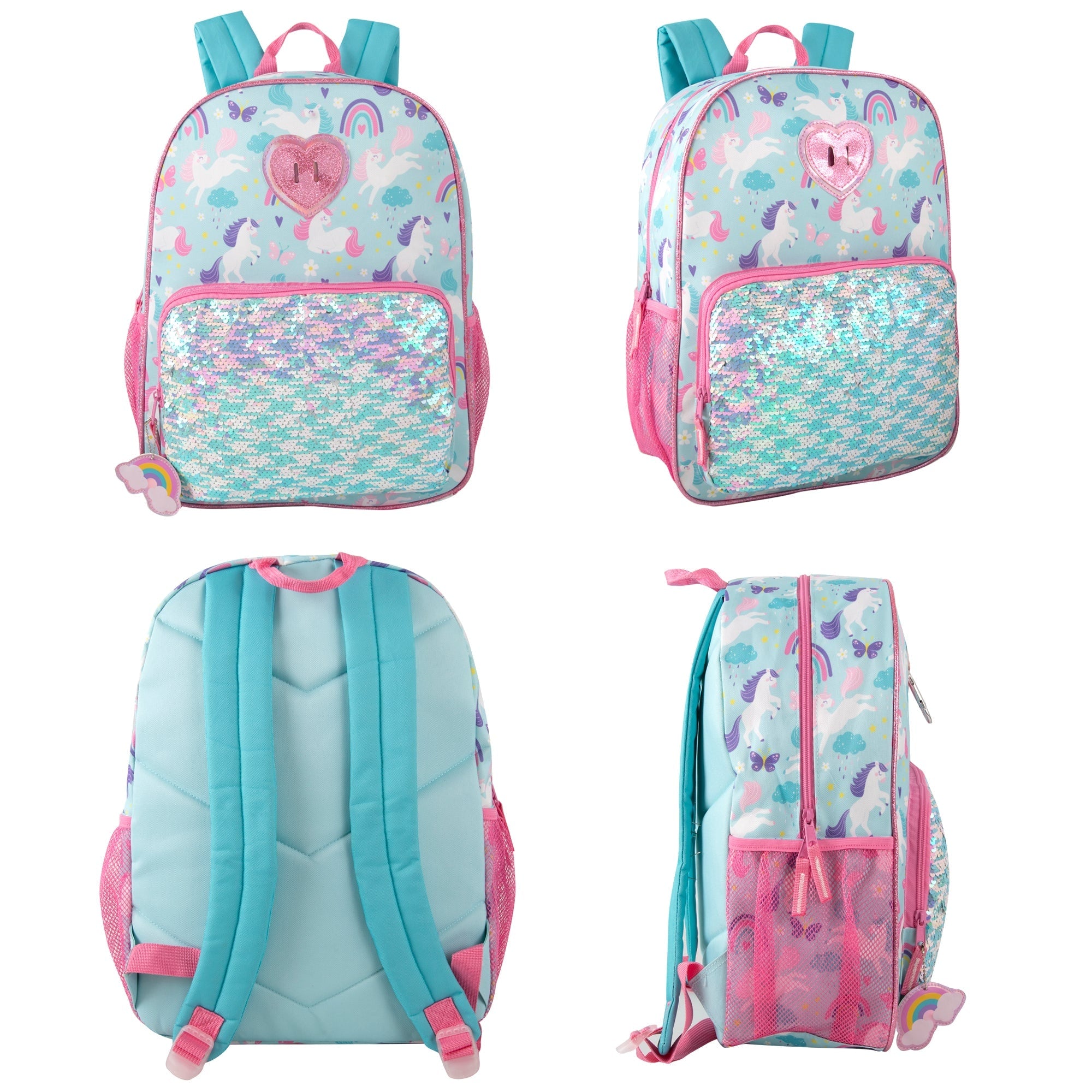 Childrens Backpack Girls Unicorn Sequin 6-Piece Set - Image 6