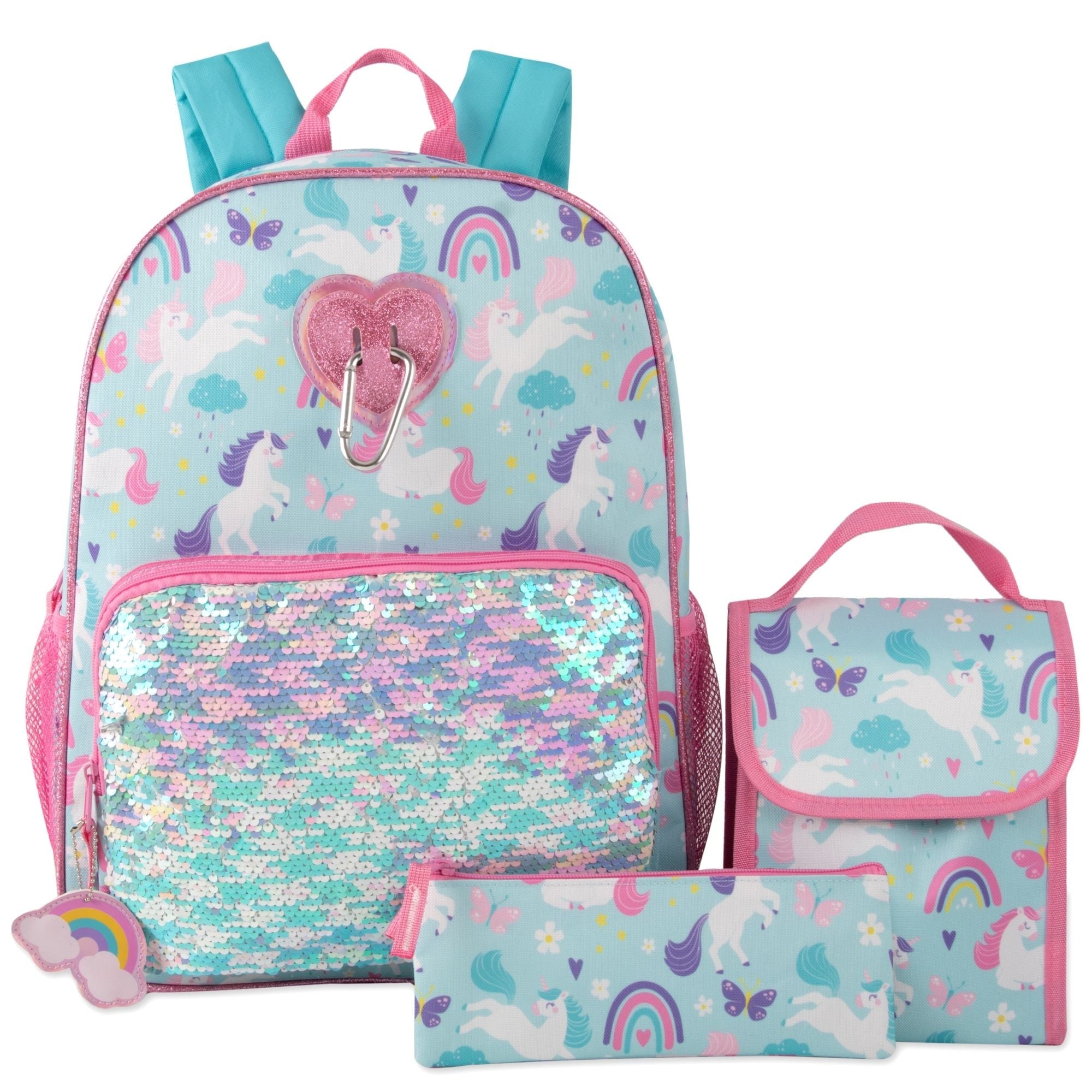 Childrens Backpack Girls Unicorn Sequin 6-Piece Set - Image 7
