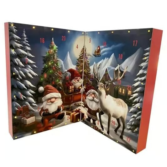 Christmas Advent Calendar With 24 Handcrafted Gnomes Lights And Music - Image 1