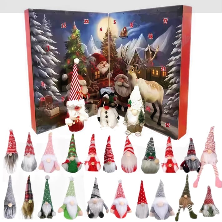 Christmas Advent Calendar With 24 Handcrafted Gnomes Lights And Music - Image 2