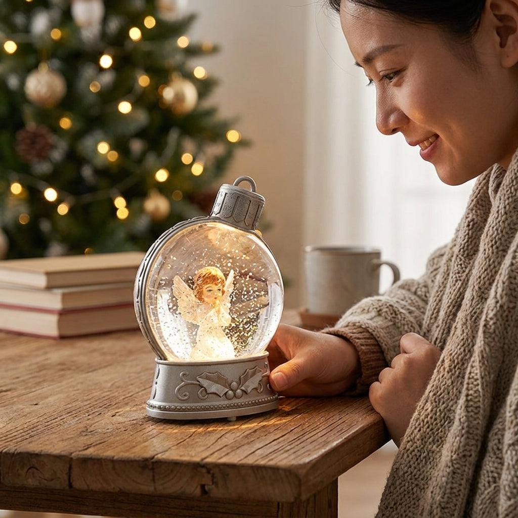 Christmas Decorations LED Light Snow Globe Glitter Christmas Scene - in-use