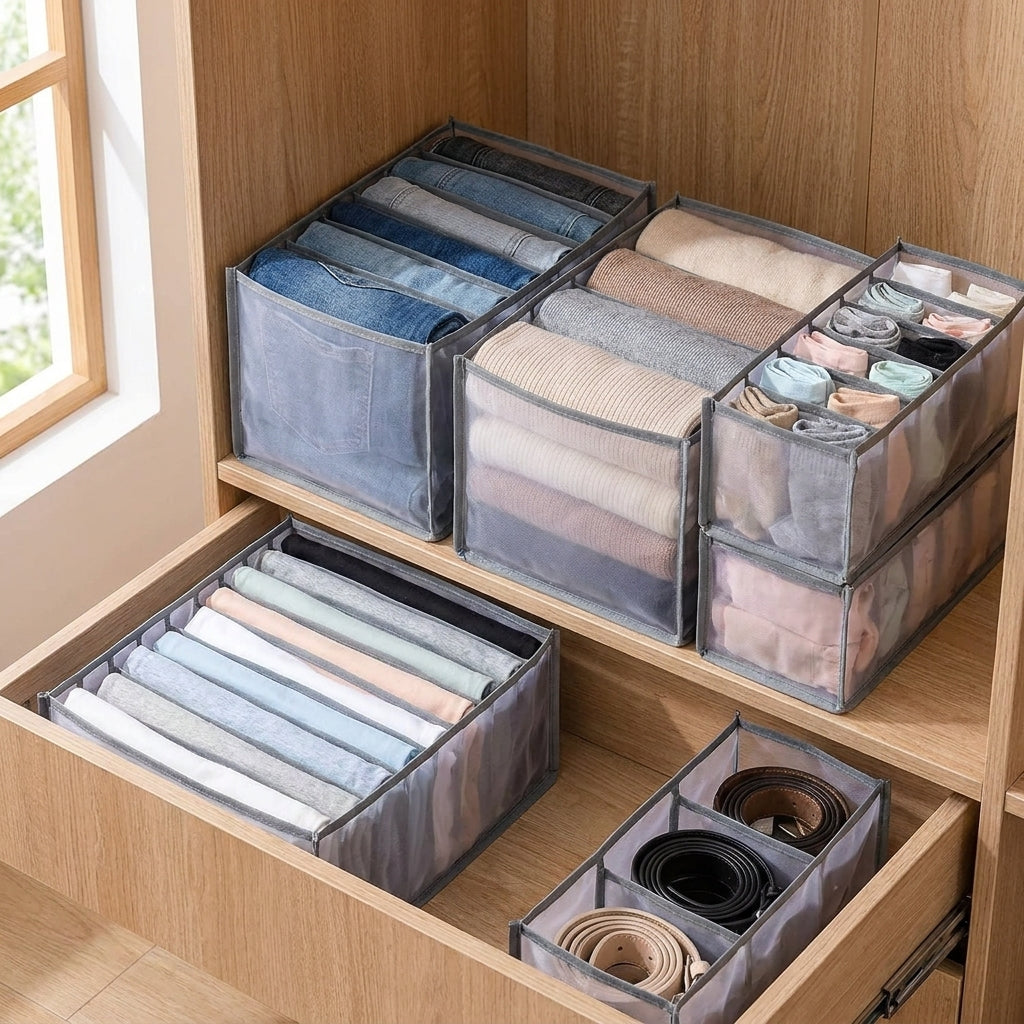 Closet Organizer Drawer Organizer Grey Soft-Sided Storage Bins - Image 1