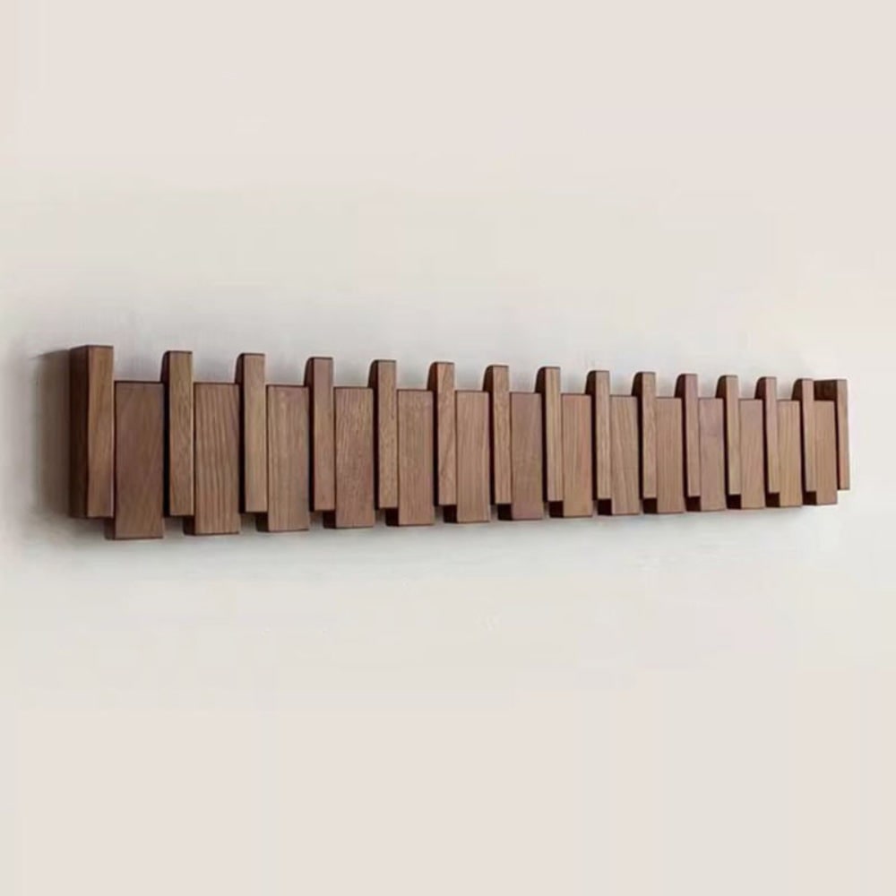 Coat Rack Wall Hooks Storage Rack Wooden Folding Wall Mounted - Image 1