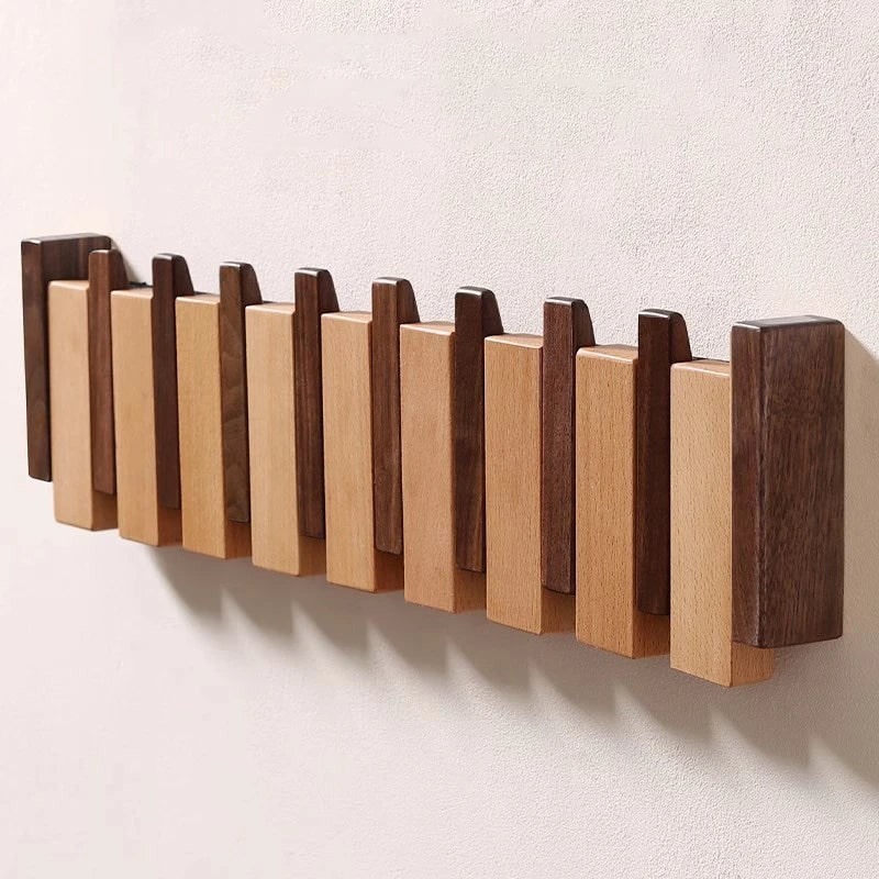 Coat Rack Wall Hooks Storage Rack Wooden Folding Wall Mounted - Image 9