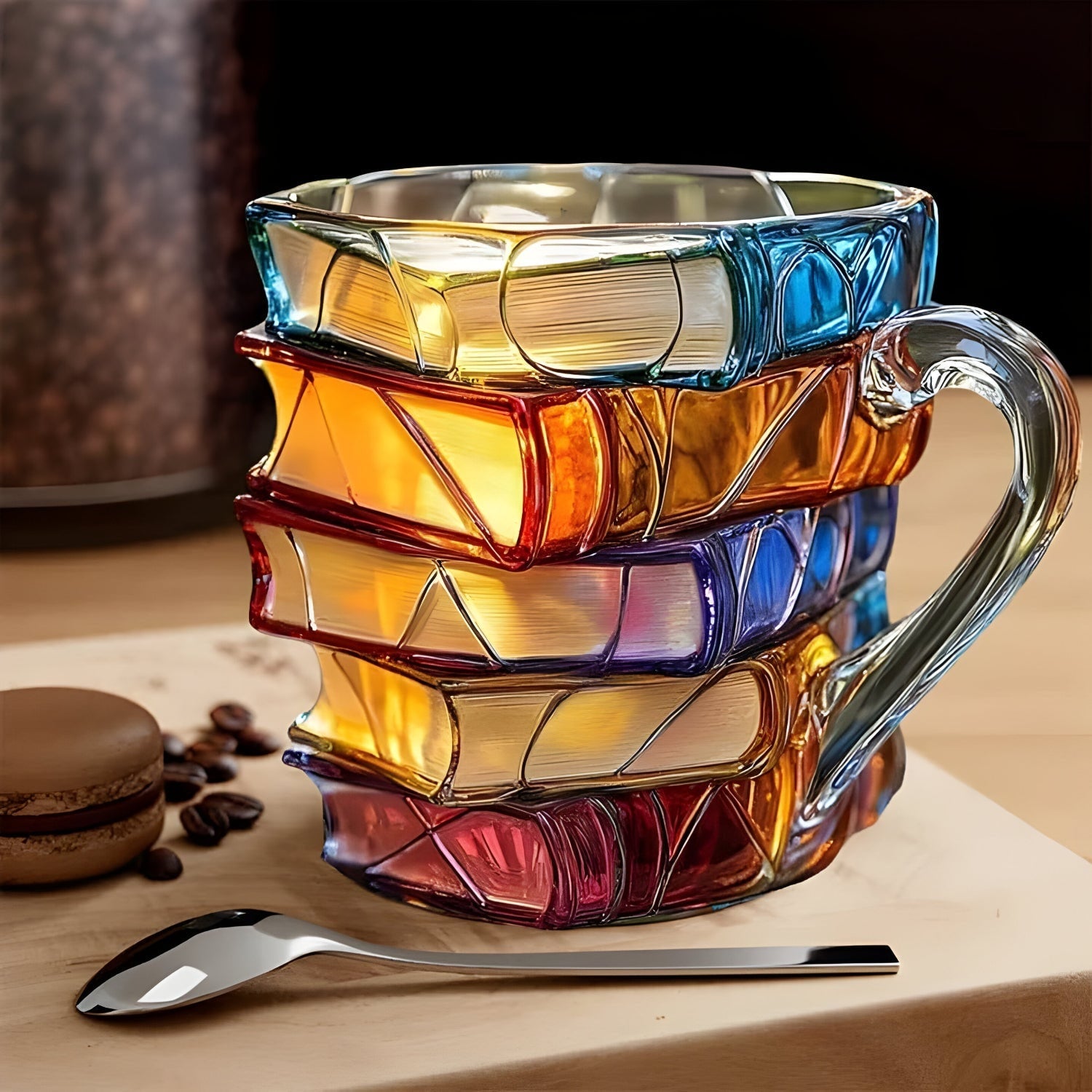 Coffee Mug Tea Cup Book Lover Gift Colorful Glass Book Design - Image 5
