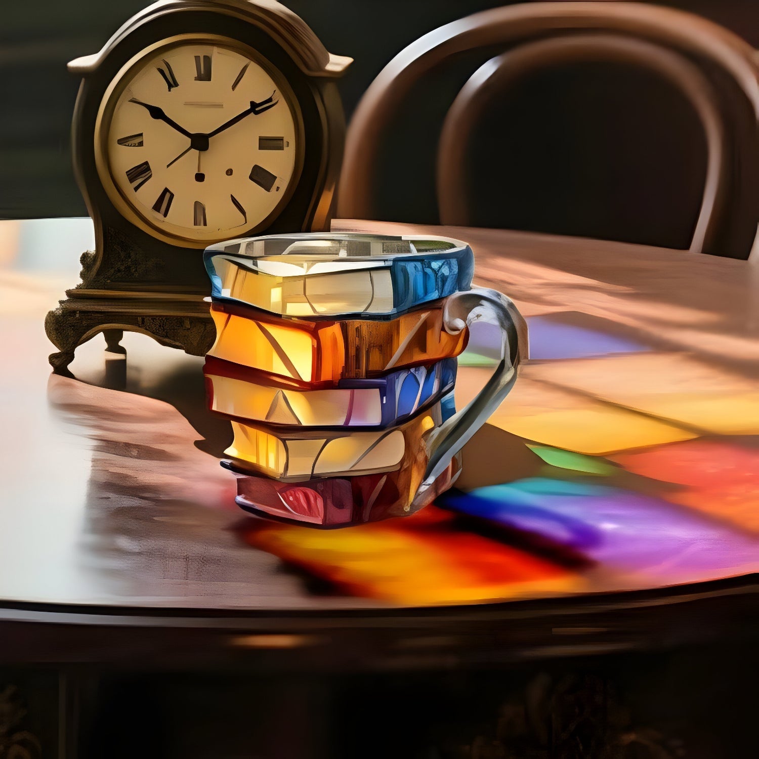 Coffee Mug Tea Cup Book Lover Gift Colorful Glass Book Design - Image 7