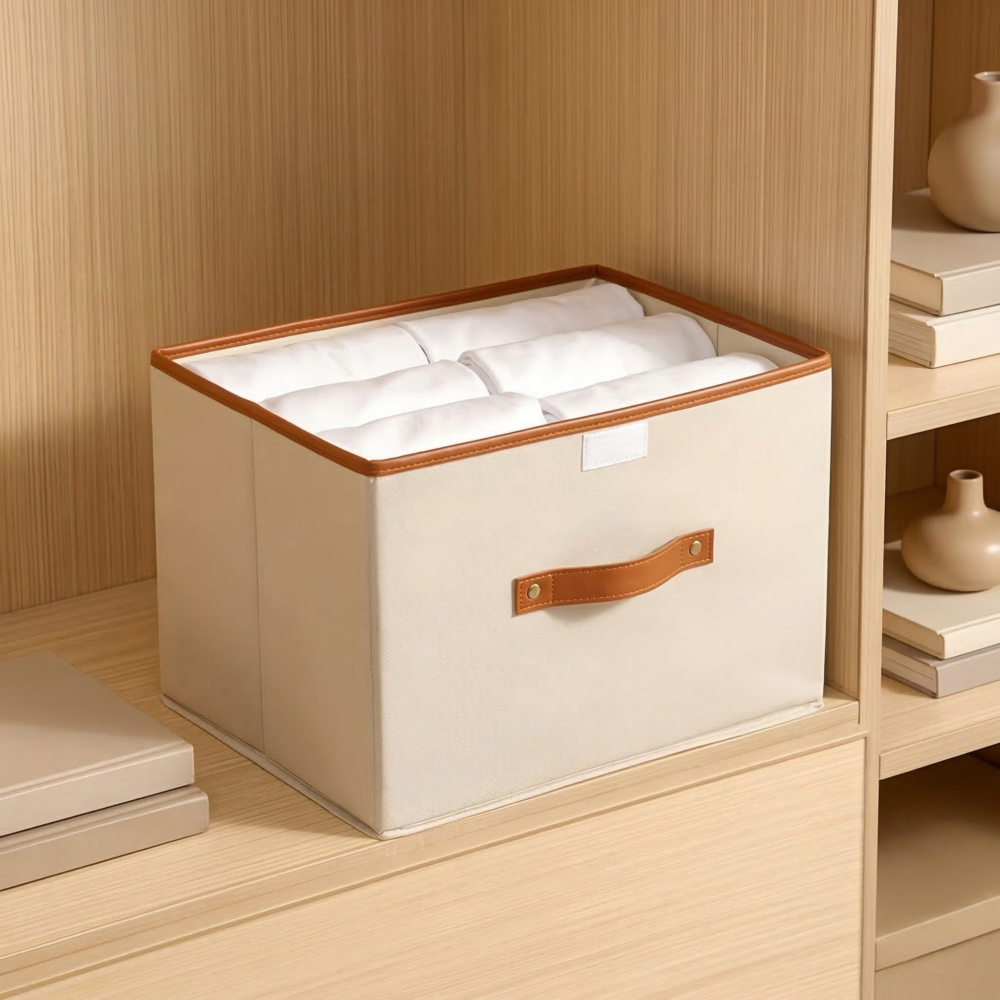 Collapsible Storage Bin Storage Box Fabric Organizer Box Hinged Lid - Image 2