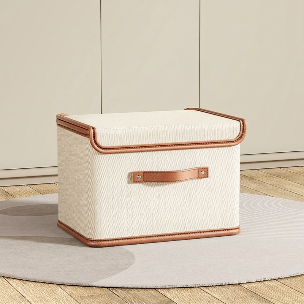 Collapsible Storage Bin Storage Box Fabric Organizer Box Hinged Lid - Image 5
