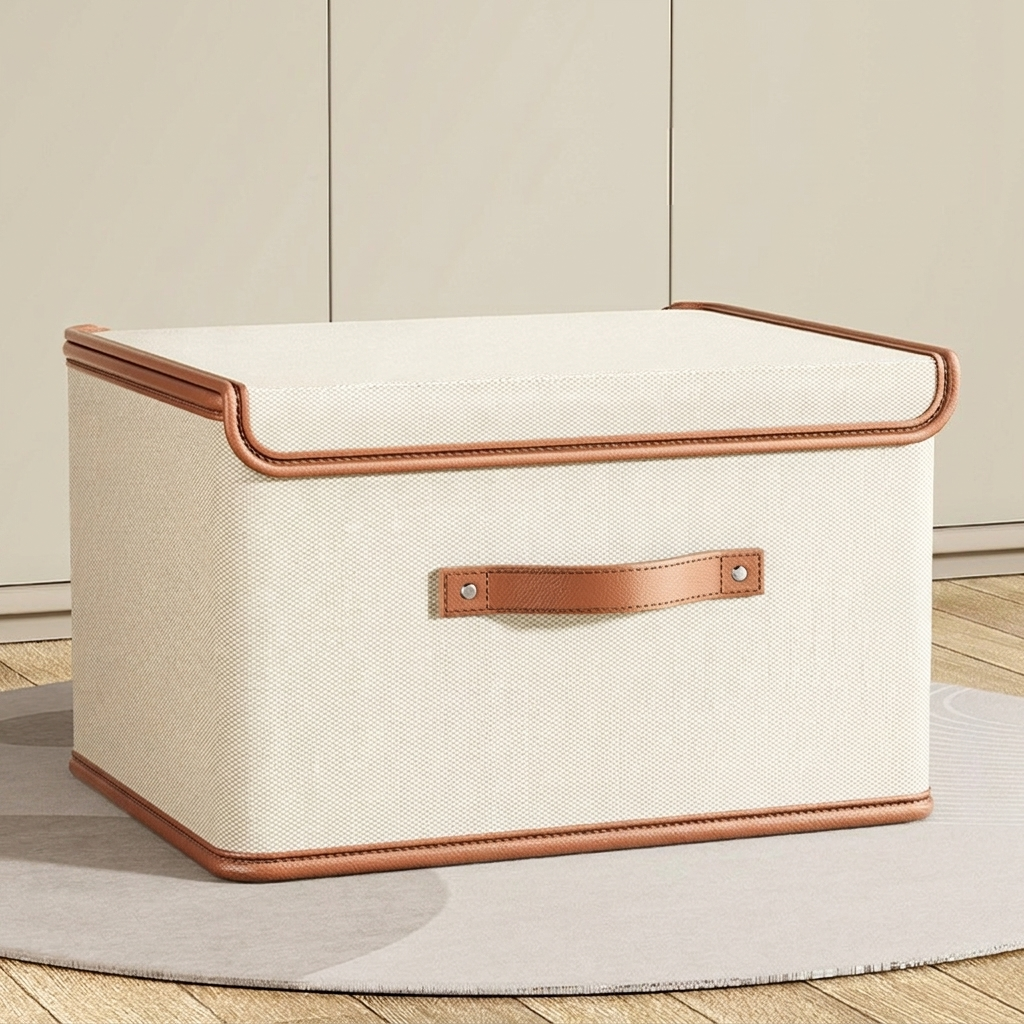 Collapsible Storage Bin Storage Box Fabric Organizer Box Hinged Lid - Image 7