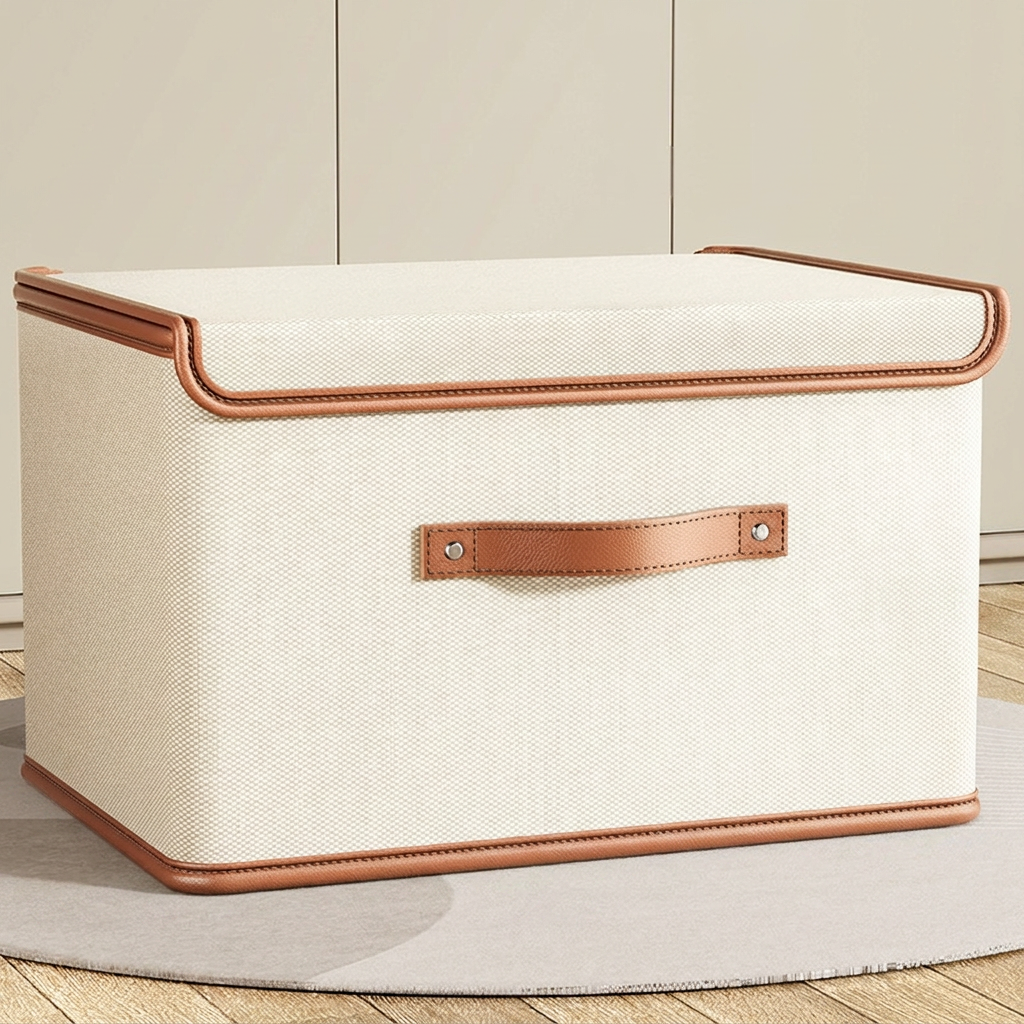 Collapsible Storage Bin Storage Box Fabric Organizer Box Hinged Lid - Image 8