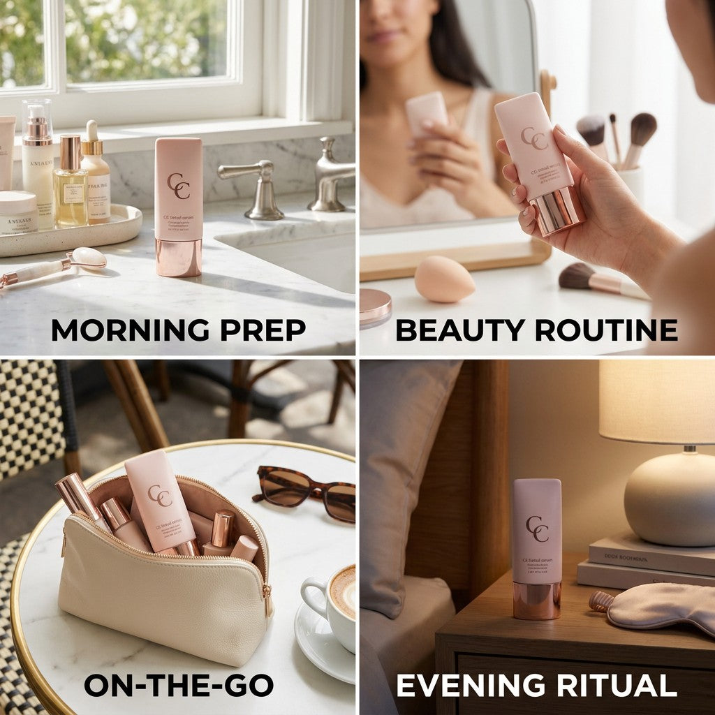 Color correcting tinted serum in a daily routine