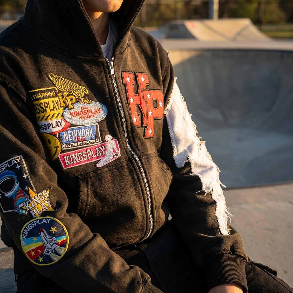 Comfort Hoodie Zip Up Hoodie Full Zip Hoodie Distressed Graphic - Image 1