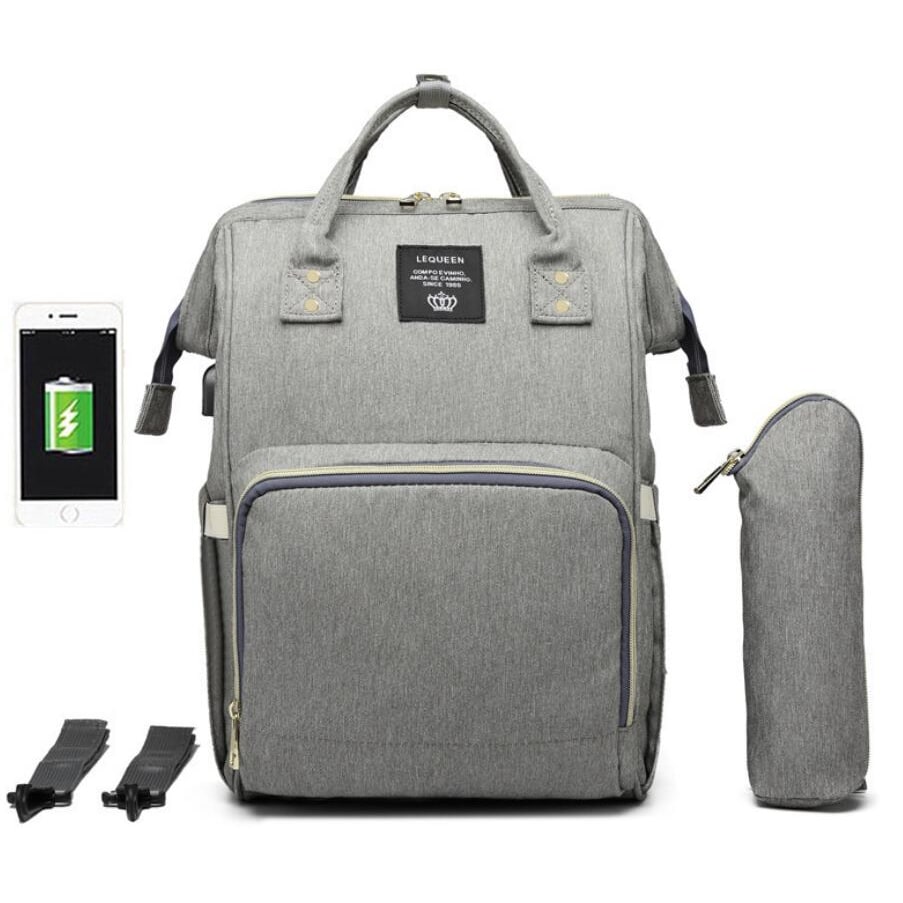 Convertible Diaper Bag Backpack Heathered Grey, Pink, Or Black - Image 12
