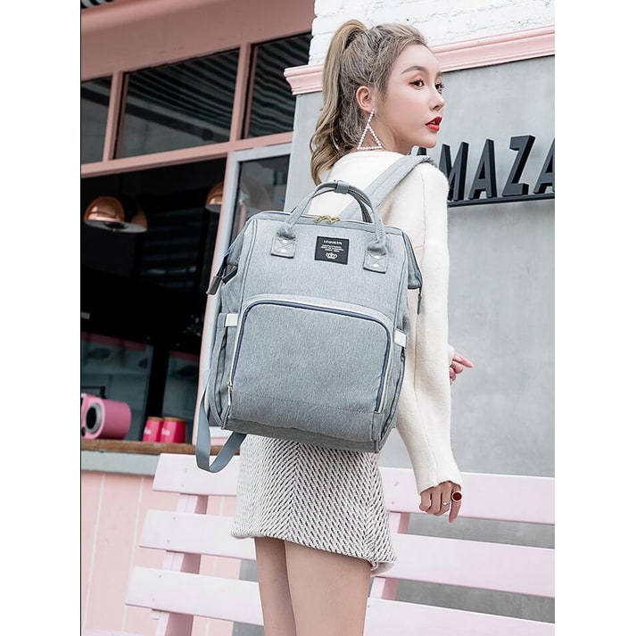 Convertible Diaper Bag Backpack Heathered Grey, Pink, Or Black - Image 13
