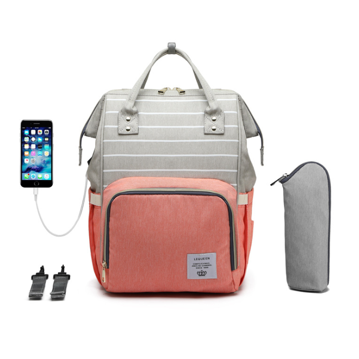 Convertible Diaper Bag Backpack Heathered Grey, Pink, Or Black - Image 18