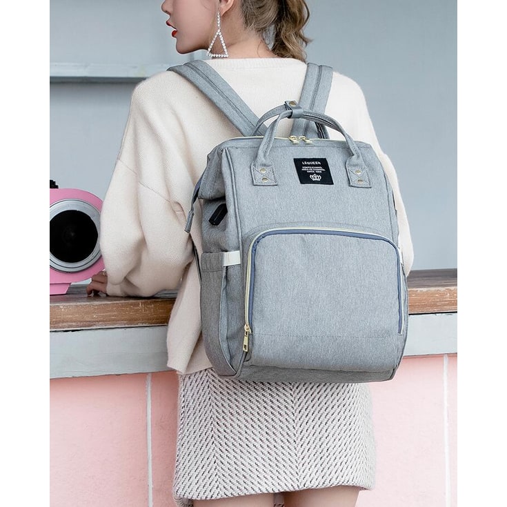 Convertible Diaper Bag Backpack Heathered Grey, Pink, Or Black - Image 19