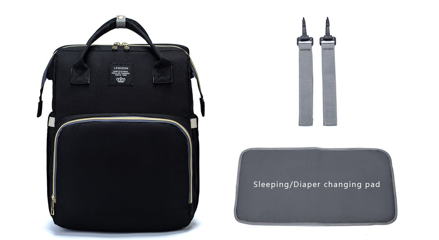 Convertible Diaper Bag Backpack Heathered Grey, Pink, Or Black - Image 21