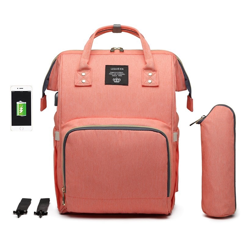 Convertible Diaper Bag Backpack Heathered Grey, Pink, Or Black - Image 27