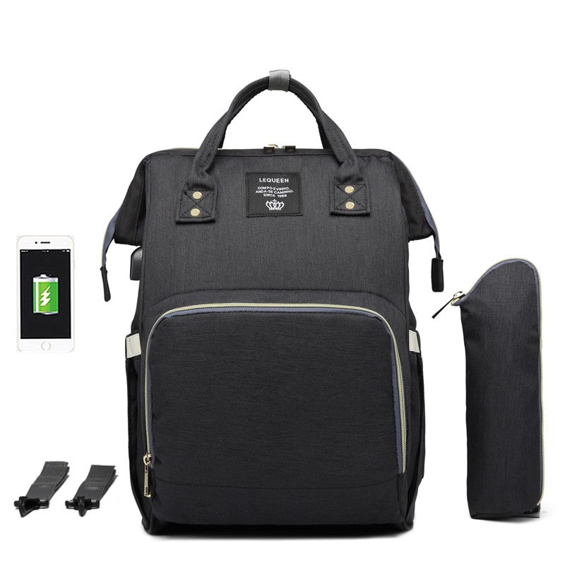 Convertible Diaper Bag Backpack Heathered Grey, Pink, Or Black - Image 34