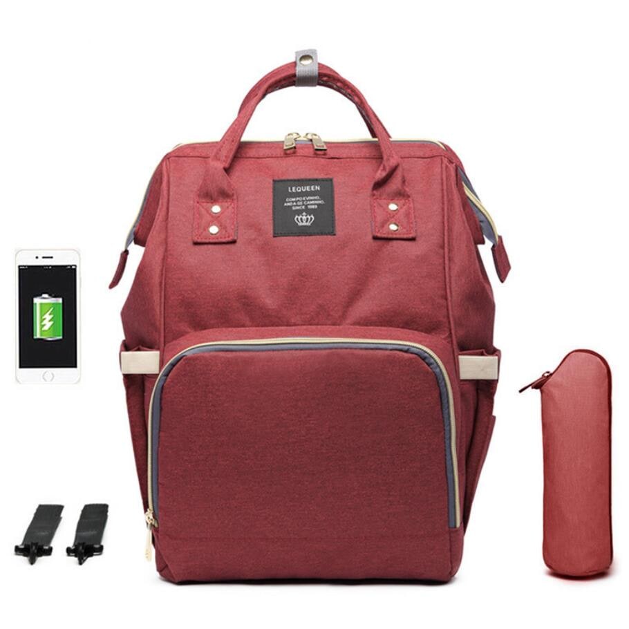 Convertible Diaper Bag Backpack Heathered Grey, Pink, Or Black - Image 8