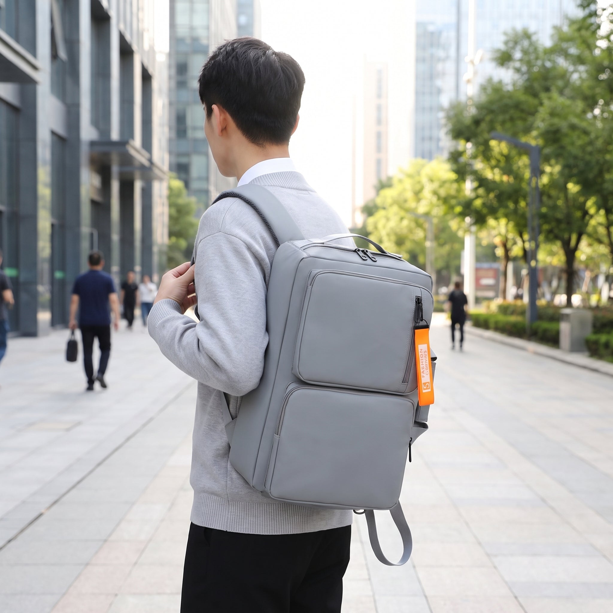 Convertible Laptop Backpack Solid Black And Grey - hero