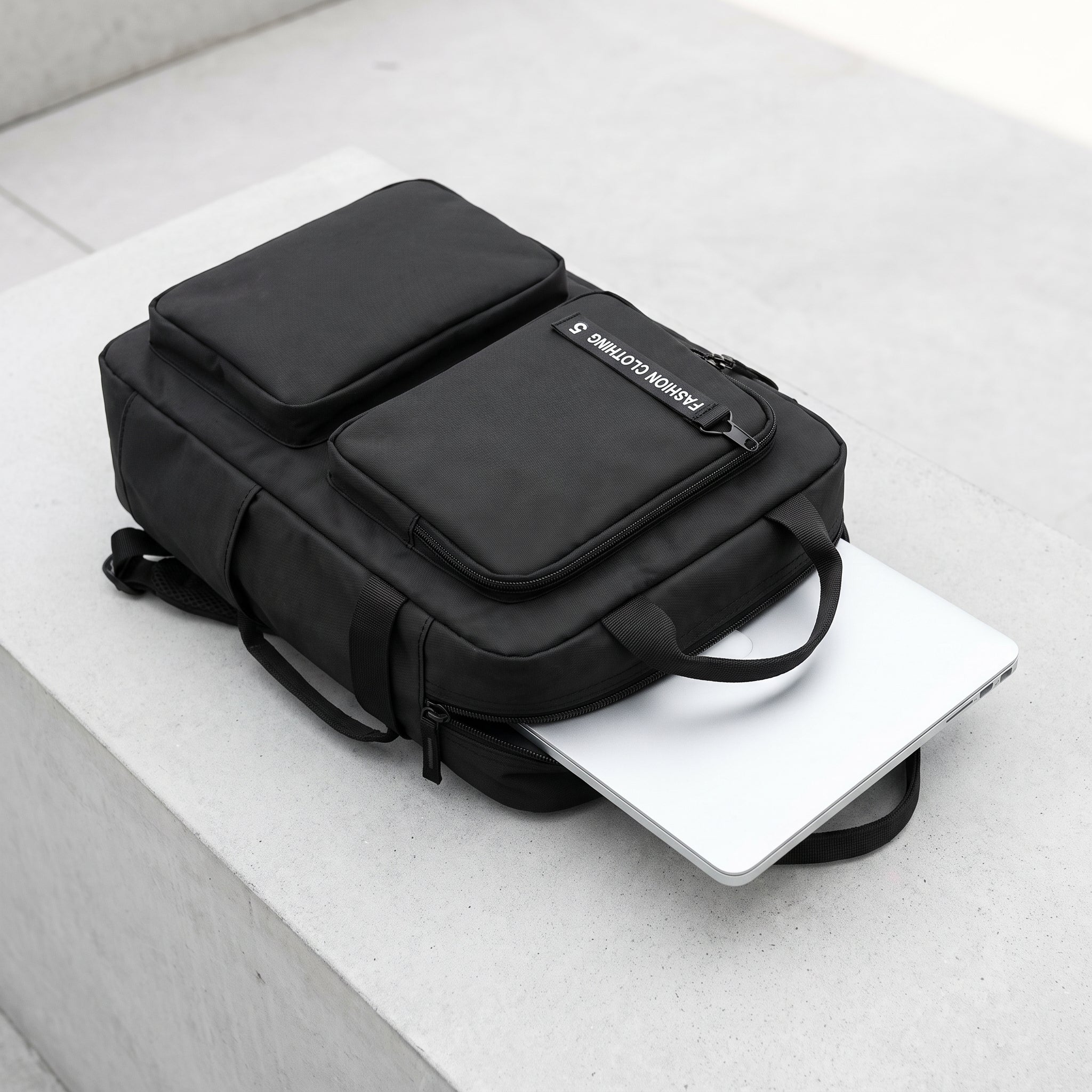 Convertible Laptop Backpack Solid Black And Grey - scale