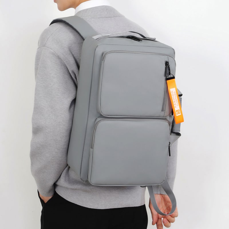 Convertible Laptop Backpack Solid Black And Grey - Image 1