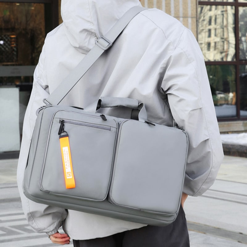 Convertible Laptop Backpack Solid Black And Grey - Image 3