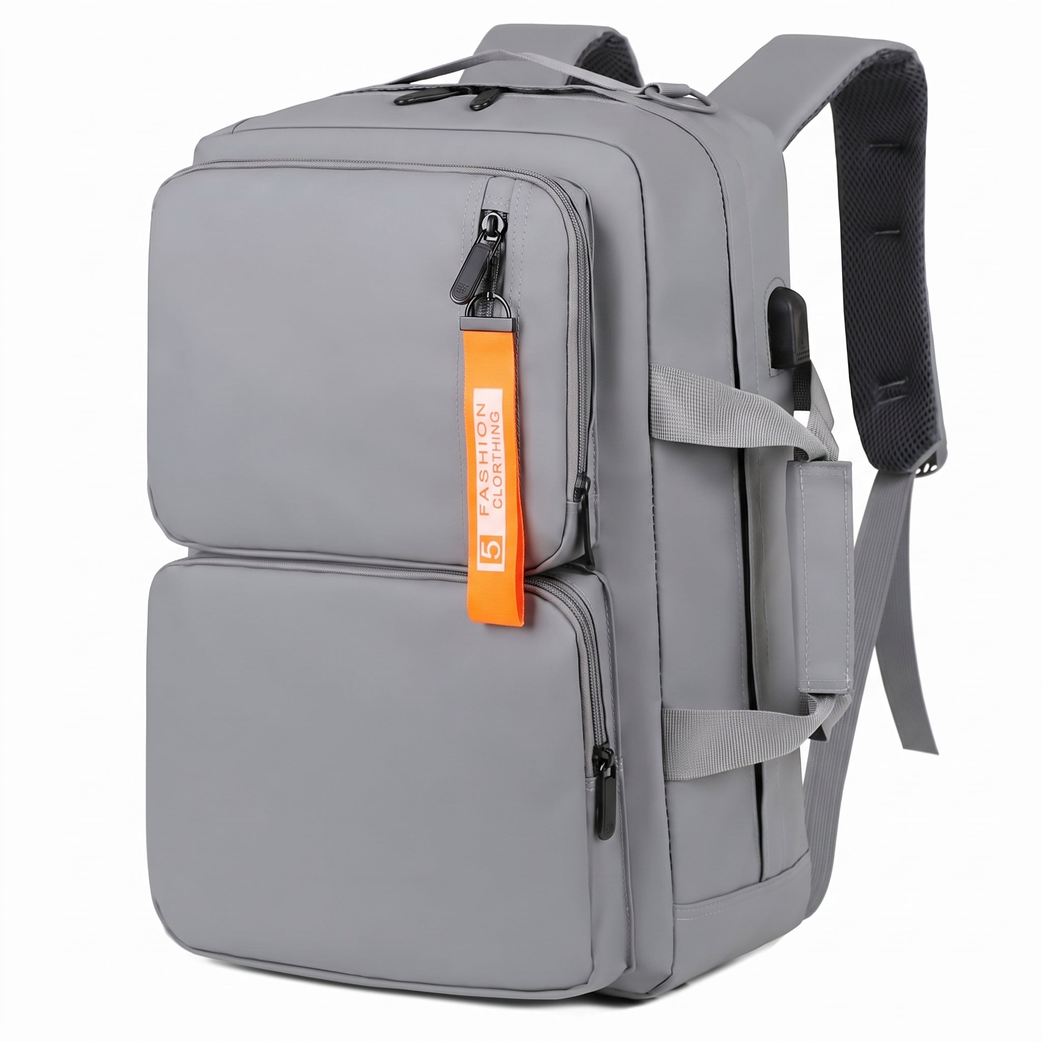 Convertible Laptop Backpack Solid Black And Grey - Image 5