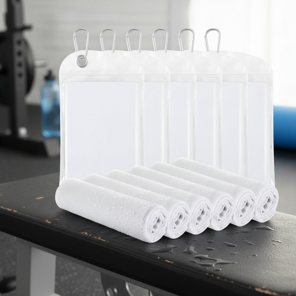 cooling towel set in use, lifestyle scene