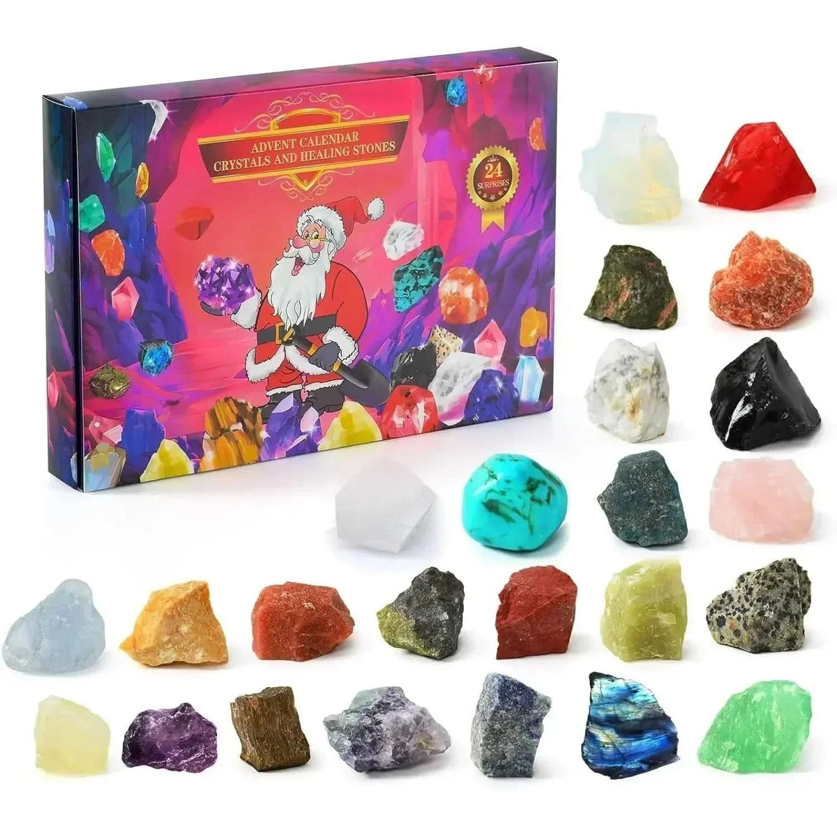 Crystalgems Christmas Advent Calendar With 24 Natural Gemstones For Kids And Collectors - Image 3