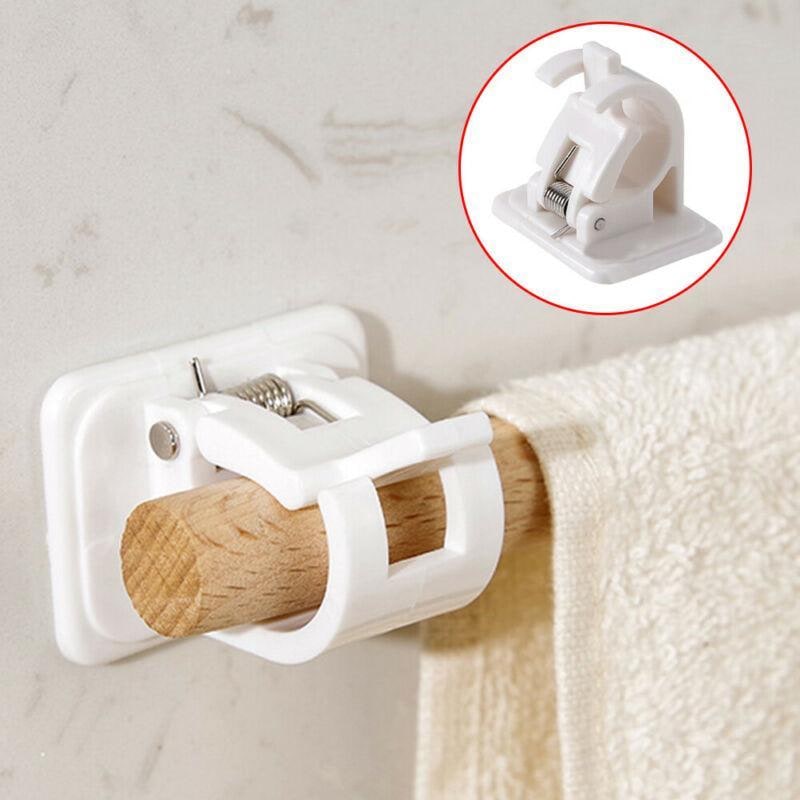 Curtain Rod Bracket Adhesive Holder Strong Hold White Plastic Clip - Image 1