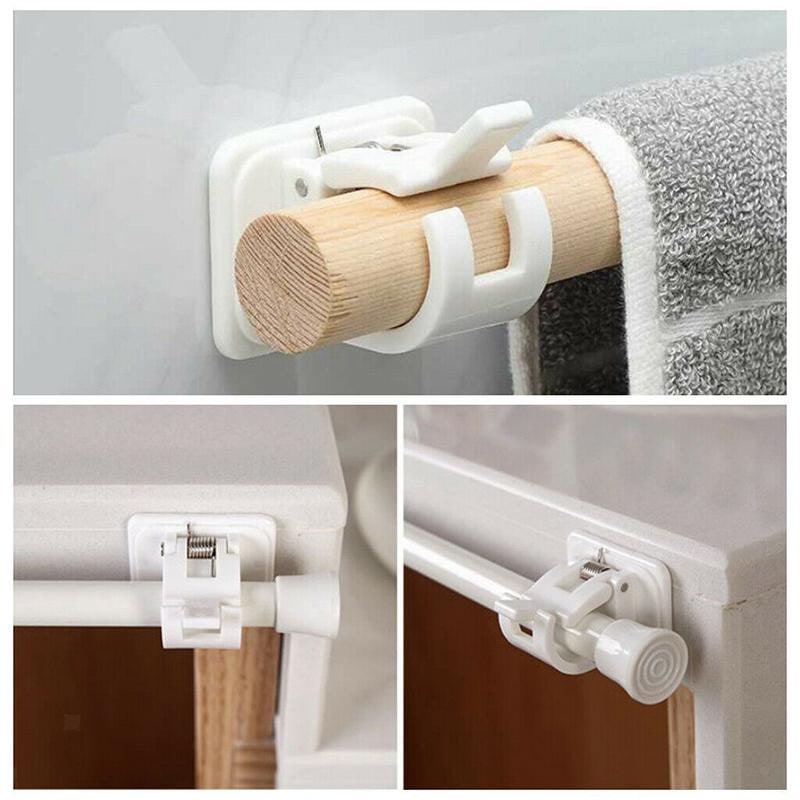 Curtain Rod Bracket Adhesive Holder Strong Hold White Plastic Clip - Image 4