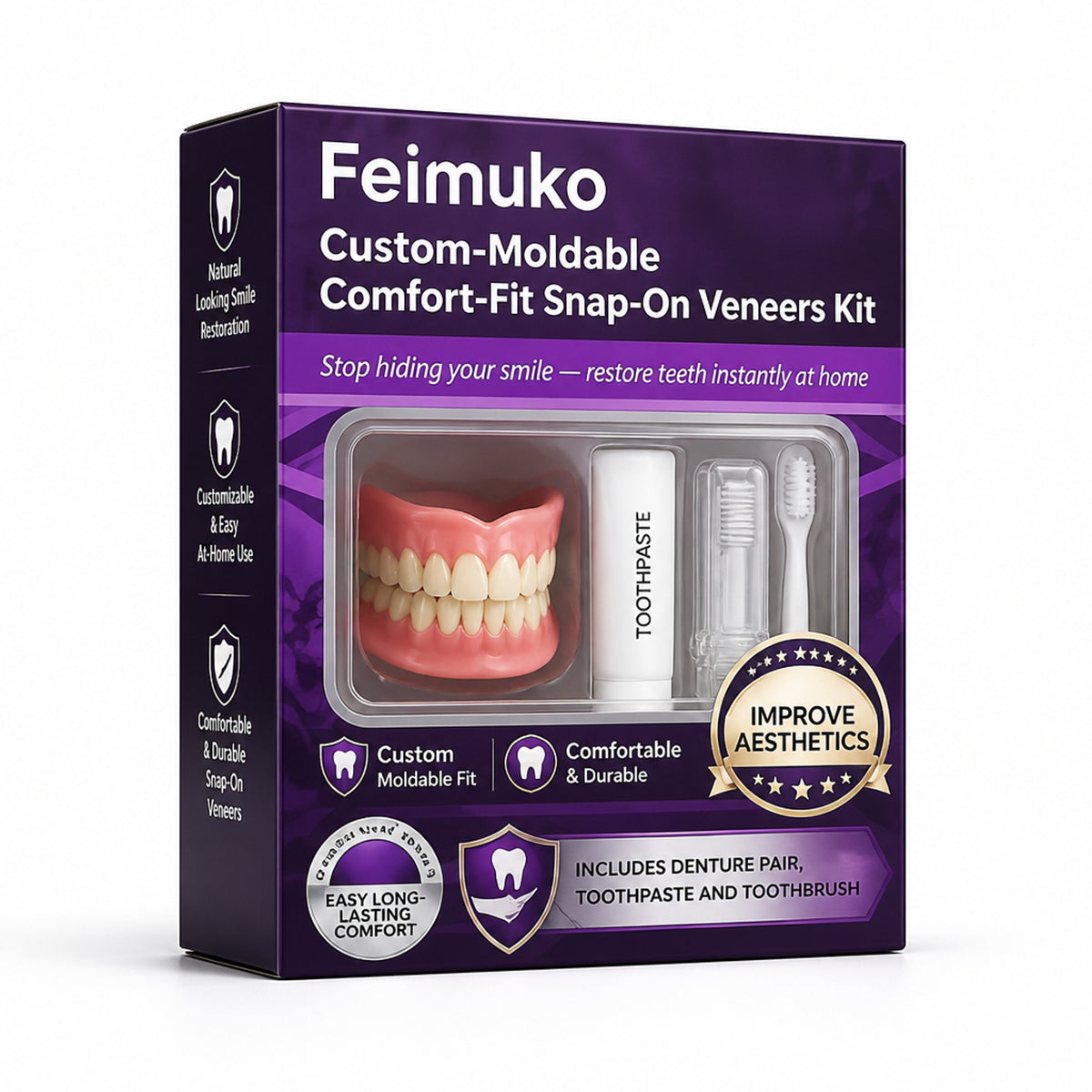 Custom Moldable Comfort-Fit Snap On Veneers Kit For Instant Smile Restoration - Image 6