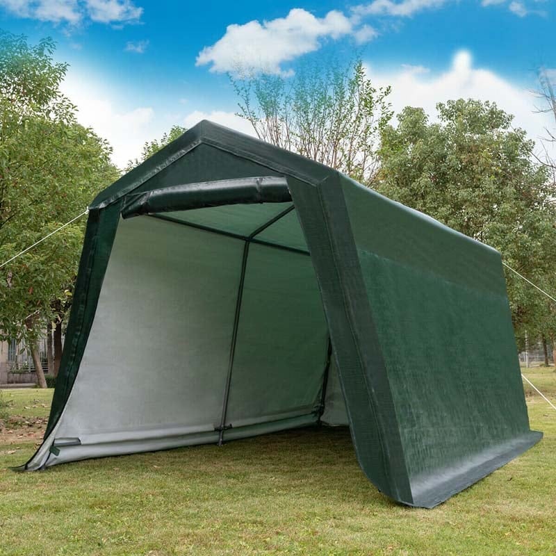 Dark Green Canopy Tent Outdoor Storage 10x10 Portable Garage - Image 1
